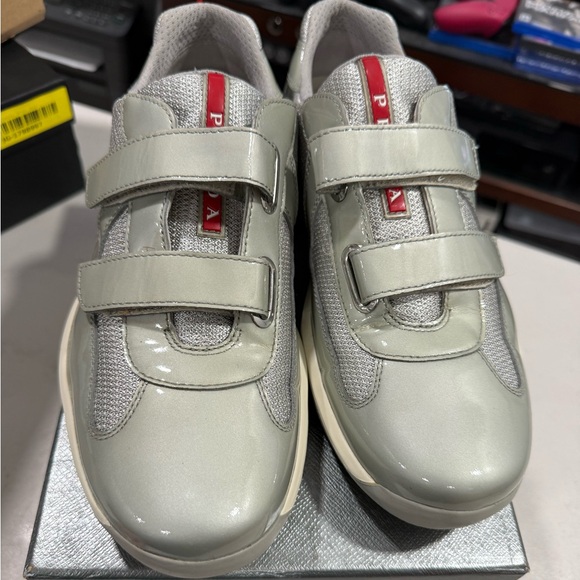 Prada Venice Bike Marmo Argento Men’s Sneakers Size 7.5 Designer Rare 2 Straps